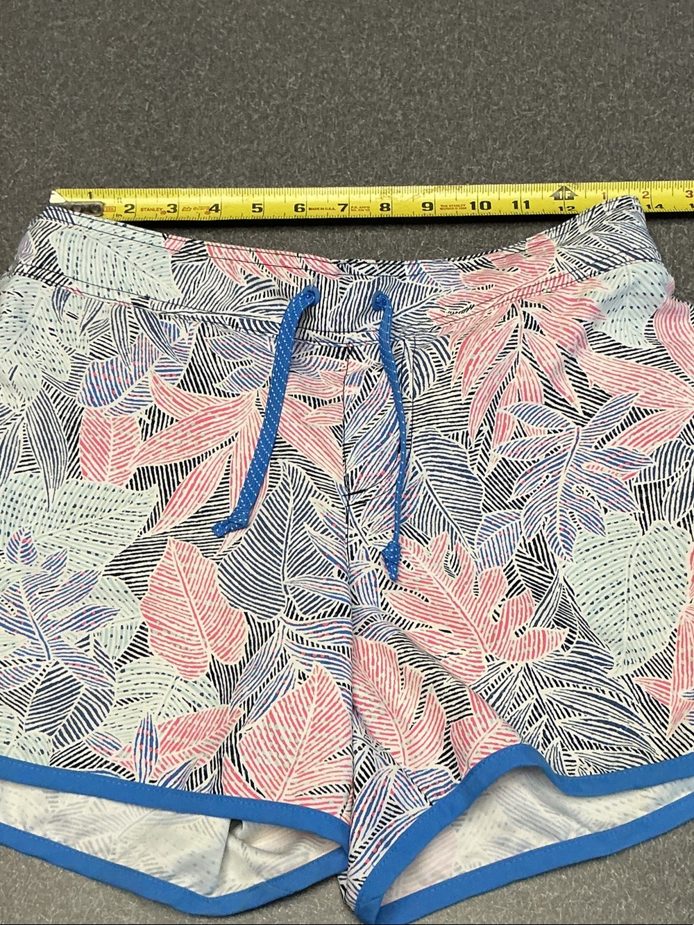 Columbia Leaf Print Swim Shorts with Blue Trim